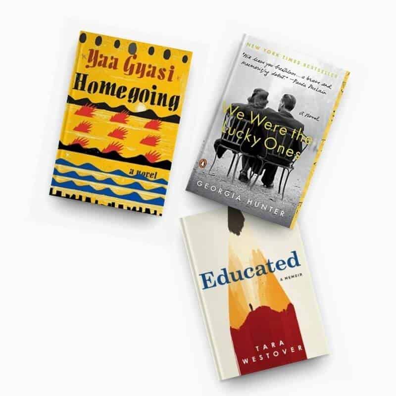 Life-changing books - covers of Homegoing, We Were the Lucky Ones, and Educated